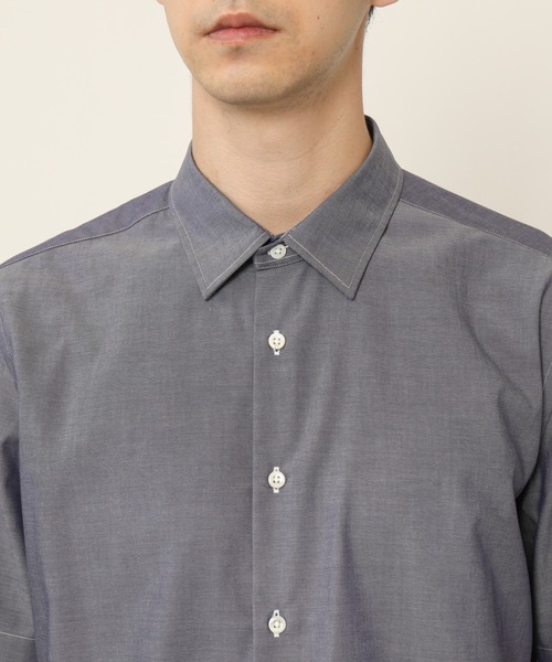 KASHIYAMA（カシヤマ）の「ショートポイントレギュラーショートスリーブ　ロイヤルオックス　カジュアルテイルシャツ（シャツ/ブラウス・メンズ・ホワイト/ネイビー・マルチサイズ）」の4枚目の写真