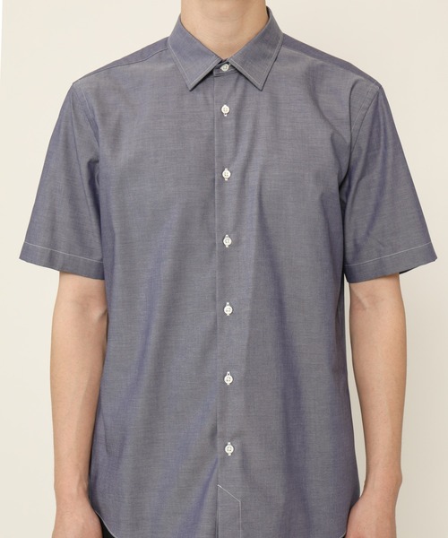 KASHIYAMA（カシヤマ）の「ショートポイントレギュラーショートスリーブ　ロイヤルオックス　カジュアルテイルシャツ（シャツ/ブラウス・メンズ・ホワイト/ネイビー・マルチサイズ）」の14枚目の写真