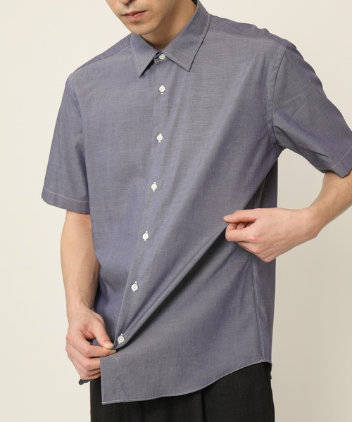 KASHIYAMA（カシヤマ）の「ショートポイントレギュラーショートスリーブ　ロイヤルオックス　カジュアルテイルシャツ（シャツ/ブラウス・メンズ・ホワイト/ネイビー・マルチサイズ）」の17枚目の写真