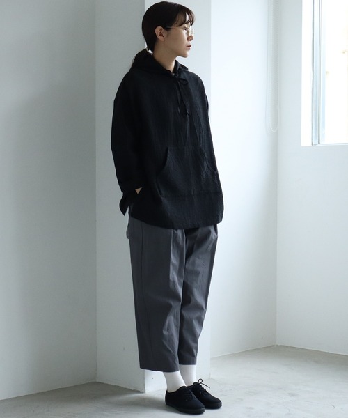 【美品】yuni（ユニ）コットンダウンプルーフゴムタックパンツ（ライトグレー） NEW ARRIVAL】コットンダウンプルーフパンツ - yuni(ユニ
