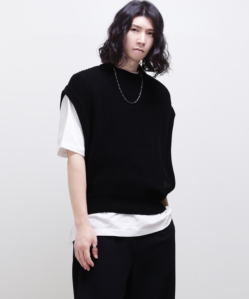 minsobi(ミンソビ)の「ビッグシルエットニットベスト(ベスト・メンズ・ブラック/ベージュ/アイボリー・FREE)」の3枚目の写真