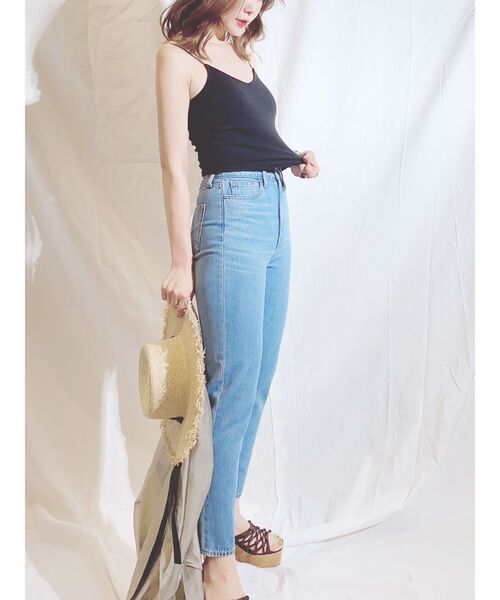 MERCURYDUO(マーキュリーデュオ)の「カップ付バックオープンキャミ(Tシャツ/カットソー・レディース・オフホワイト/ブラック/ベージュ・FREE)」の7枚目の写真