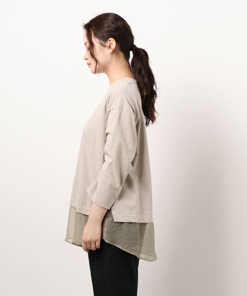 La SRIC（ラスリック）の「La SRIC / オーガンジードッキングカットソー（Tシャツ/カットソー・レディース・ブラック/ベージュ/オフホワイト・38）」の10枚目の写真