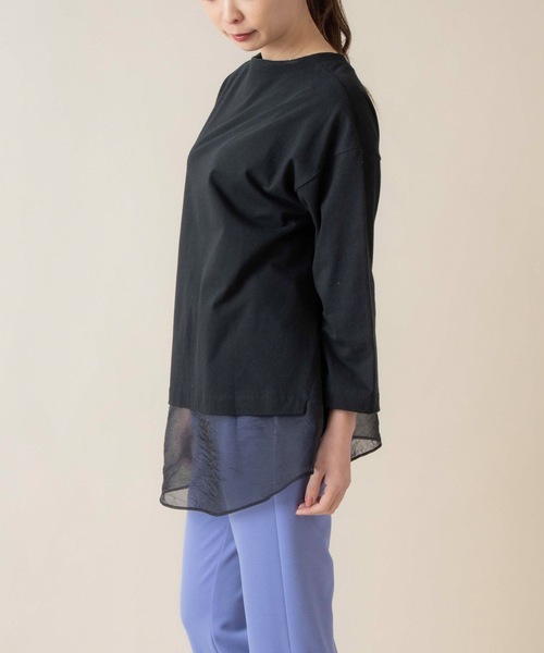 La SRIC（ラスリック）の「La SRIC / オーガンジードッキングカットソー（Tシャツ/カットソー・レディース・ブラック/ベージュ/オフホワイト・38）」の3枚目の写真