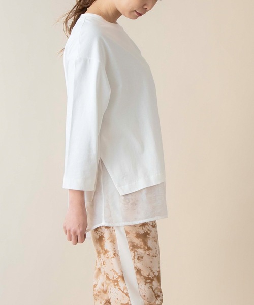 La SRIC（ラスリック）の「La SRIC / オーガンジードッキングカットソー（Tシャツ/カットソー・レディース・ブラック/ベージュ/オフホワイト・38）」の7枚目の写真