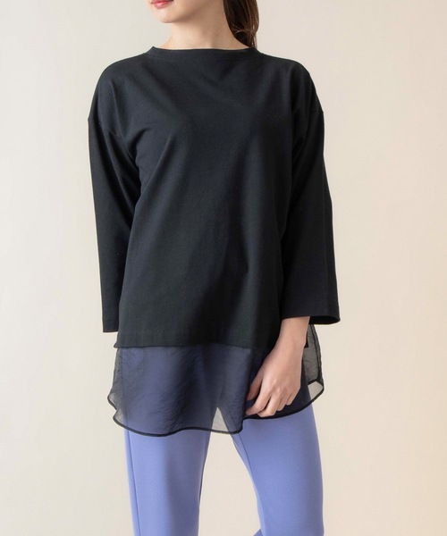 La SRIC（ラスリック）の「La SRIC / オーガンジードッキングカットソー（Tシャツ/カットソー・レディース・ブラック/ベージュ/オフホワイト・38）」の11枚目の写真