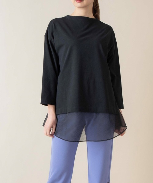 La SRIC（ラスリック）の「La SRIC / オーガンジードッキングカットソー（Tシャツ/カットソー・レディース・ブラック/ベージュ/オフホワイト・38）」の4枚目の写真