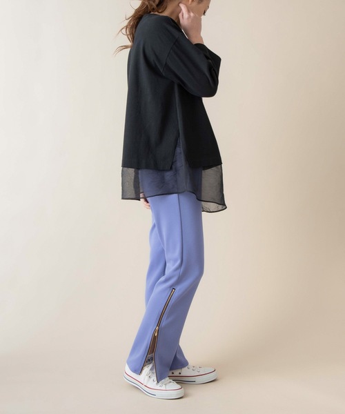 La SRIC（ラスリック）の「La SRIC / オーガンジードッキングカットソー（Tシャツ/カットソー・レディース・ブラック/ベージュ/オフホワイト・38）」の5枚目の写真