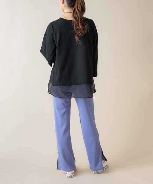 La SRIC（ラスリック）の「La SRIC / オーガンジードッキングカットソー（Tシャツ/カットソー・レディース・ブラック/ベージュ/オフホワイト・38）」の9枚目の写真