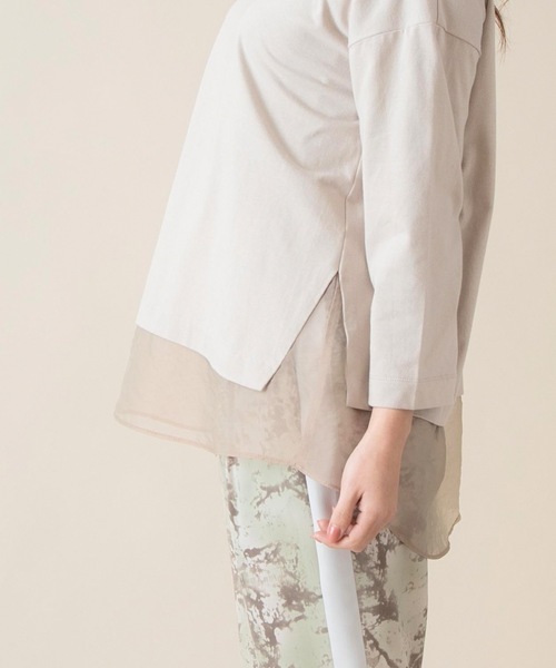 La SRIC（ラスリック）の「La SRIC / オーガンジードッキングカットソー（Tシャツ/カットソー・レディース・ブラック/ベージュ/オフホワイト・38）」の6枚目の写真