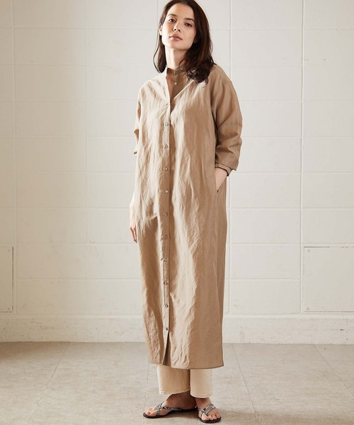 OUVRAGE CLASSE（ウヴラージュクラス）の「ストレートシャツワンピース（シャツワンピース・レディース・ベージュ/ホワイト・FREE）」の9枚目の写真