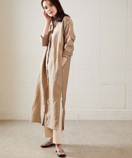 OUVRAGE CLASSE（ウヴラージュクラス）の「ストレートシャツワンピース（シャツワンピース・レディース・ベージュ/ホワイト・FREE）」の16枚目の写真