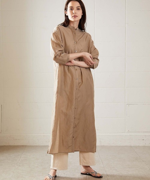 OUVRAGE CLASSE（ウヴラージュクラス）の「ストレートシャツワンピース（シャツワンピース・レディース・ベージュ/ホワイト・FREE）」の5枚目の写真