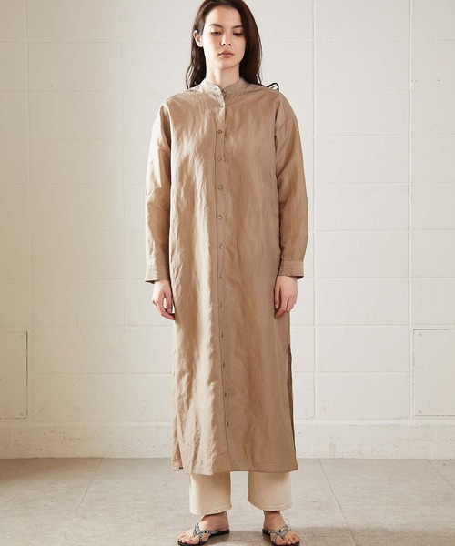 OUVRAGE CLASSE（ウヴラージュクラス）の「ストレートシャツワンピース（シャツワンピース・レディース・ベージュ/ホワイト・FREE）」の7枚目の写真
