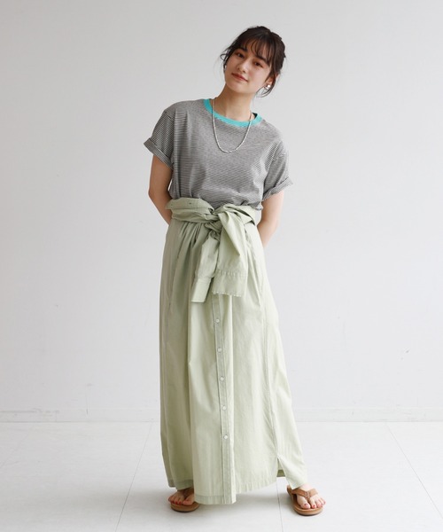 SLOBE citron.(スローブシトロン)の「SLOBE citron. カラーボーダーリンガーTEE【手洗い可能】◆(Tシャツ/カットソー・レディース・ブラウン/グリーン系その他・FREE)」の19枚目の写真