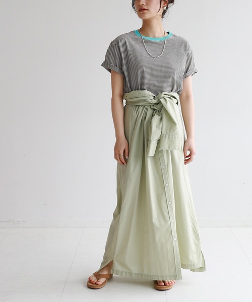 SLOBE citron.(スローブシトロン)の「SLOBE citron. カラーボーダーリンガーTEE【手洗い可能】◆(Tシャツ/カットソー・レディース・ブラウン/グリーン系その他・FREE)」の13枚目の写真