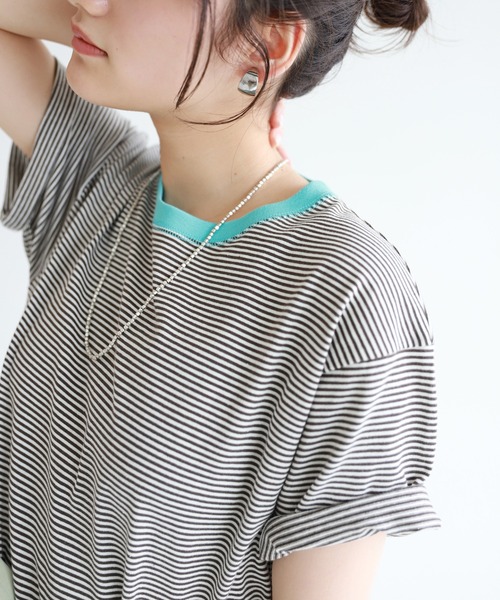 SLOBE citron.(スローブシトロン)の「SLOBE citron. カラーボーダーリンガーTEE【手洗い可能】◆(Tシャツ/カットソー・レディース・ブラウン/グリーン系その他・FREE)」の11枚目の写真