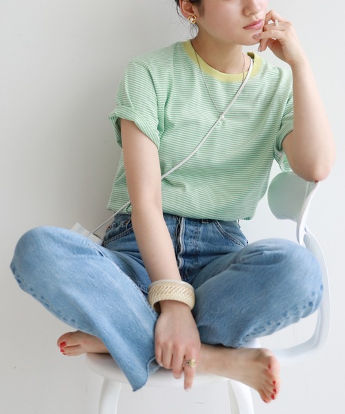 SLOBE citron.(スローブシトロン)の「SLOBE citron. カラーボーダーリンガーTEE【手洗い可能】◆(Tシャツ/カットソー・レディース・ブラウン/グリーン系その他・FREE)」の17枚目の写真