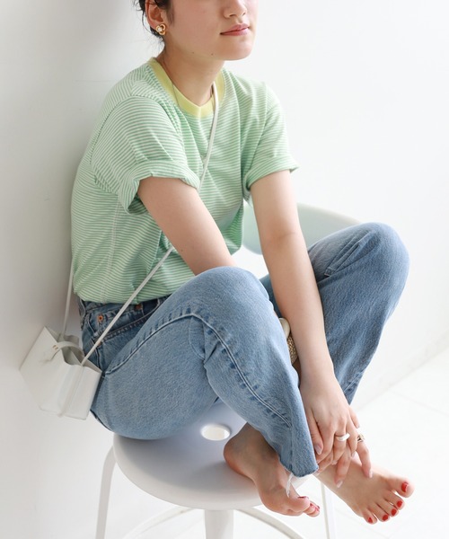 SLOBE citron.(スローブシトロン)の「SLOBE citron. カラーボーダーリンガーTEE【手洗い可能】◆(Tシャツ/カットソー・レディース・ブラウン/グリーン系その他・FREE)」の20枚目の写真