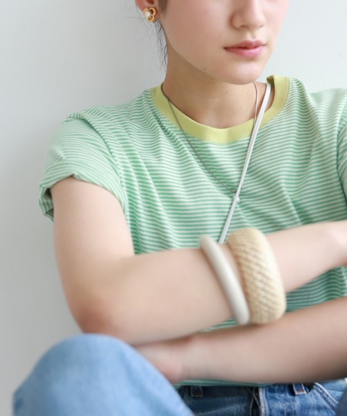 SLOBE citron.(スローブシトロン)の「SLOBE citron. カラーボーダーリンガーTEE【手洗い可能】◆(Tシャツ/カットソー・レディース・ブラウン/グリーン系その他・FREE)」の14枚目の写真