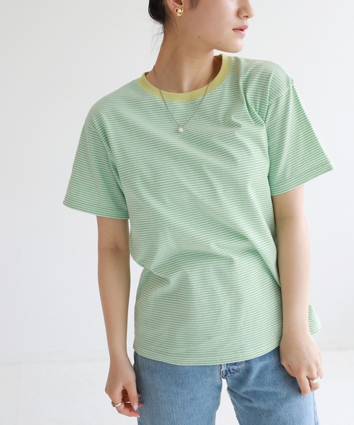 SLOBE citron.(スローブシトロン)の「SLOBE citron. カラーボーダーリンガーTEE【手洗い可能】◆(Tシャツ/カットソー・レディース・ブラウン/グリーン系その他・FREE)」の8枚目の写真