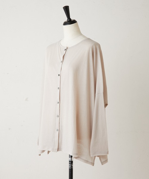 BEARDSLEY(ビアズリー)の「強撚ガーゼワイドカーデ(カーディガン/ボレロ・レディース・ブラック/ベージュ/アイボリー・FREE)」の11枚目の写真