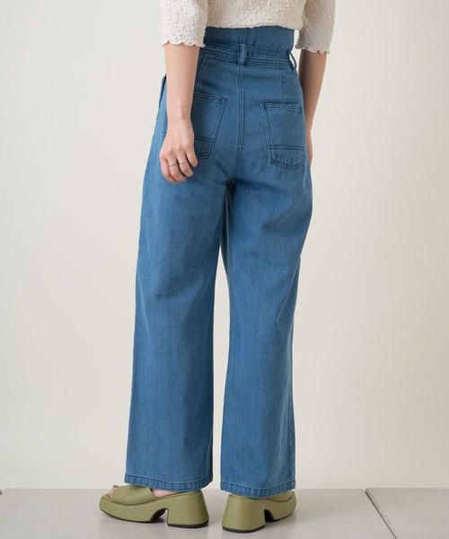 Kastane（カスタネ）の「スーパーハイウエストベアデニムパンツ（デニムパンツ・レディース・サックスブルー/ブラック・1/2）」の10枚目の写真