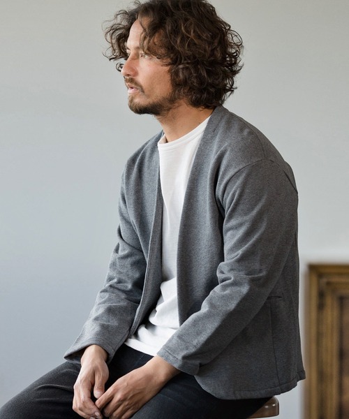 Magine(マージン)の「mj7935-URAKE MINIMAL EASY JACKET ジャケット(ノーカラージャケット・メンズ・チャコール/ベージュ/ブラック・48/44/46)」の4枚目の写真