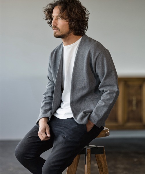 Magine(マージン)の「mj7935-URAKE MINIMAL EASY JACKET ジャケット(ノーカラージャケット・メンズ・チャコール/ベージュ/ブラック・48/44/46)」の5枚目の写真