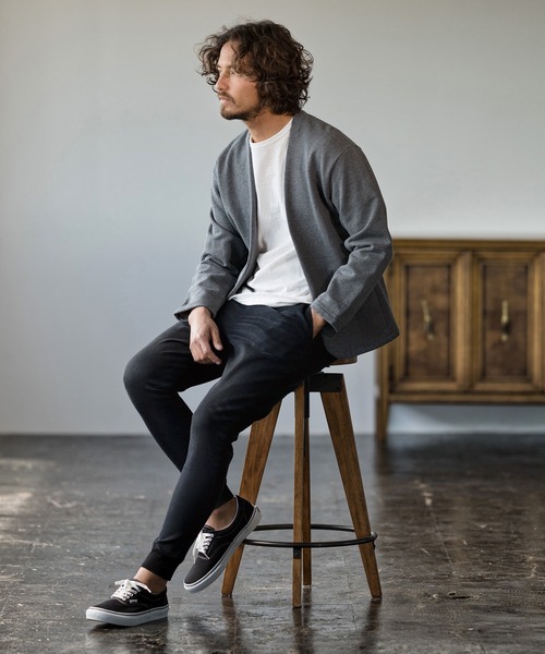 Magine(マージン)の「mj7935-URAKE MINIMAL EASY JACKET ジャケット(ノーカラージャケット・メンズ・チャコール/ベージュ/ブラック・48/44/46)」の6枚目の写真