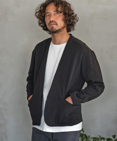 Magine(マージン)の「mj7935-URAKE MINIMAL EASY JACKET ジャケット(ノーカラージャケット・メンズ・チャコール/ベージュ/ブラック・48/44/46)」の9枚目の写真