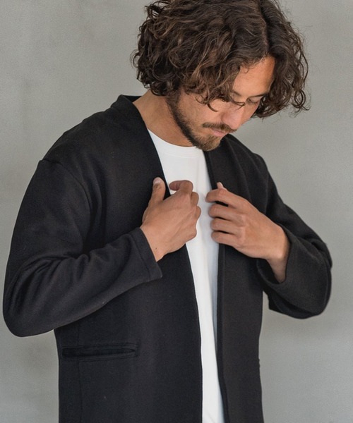 Magine(マージン)の「mj7935-URAKE MINIMAL EASY JACKET ジャケット(ノーカラージャケット・メンズ・チャコール/ベージュ/ブラック・48/44/46)」の10枚目の写真