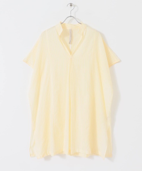 siiwa(シーワ)の「siiwa カディ先染めストライプシャツプルオーバー(シャツ/ブラウス・レディース・ブルー/イエロー・ONE)」の12枚目の写真