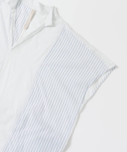 siiwa(シーワ)の「siiwa カディ先染めストライプシャツプルオーバー(シャツ/ブラウス・レディース・ブルー/イエロー・ONE)」の9枚目の写真