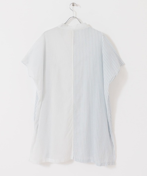 siiwa(シーワ)の「siiwa カディ先染めストライプシャツプルオーバー(シャツ/ブラウス・レディース・ブルー/イエロー・ONE)」の3枚目の写真