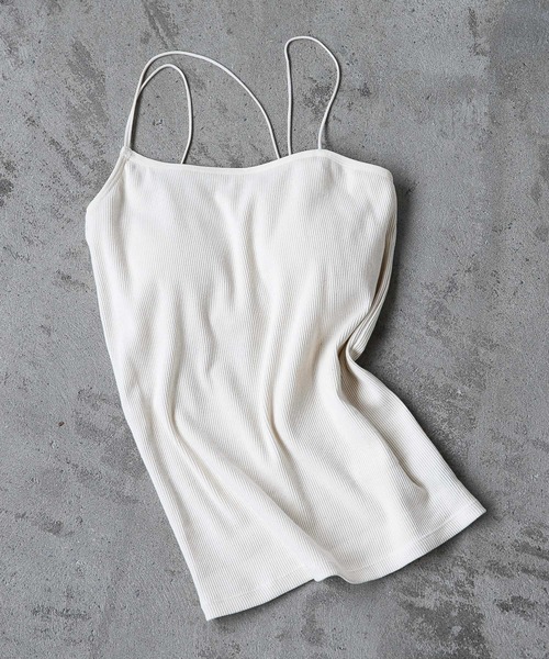 A part by（アパートバイ）の「コットンオーガビッツアシメカップ付きキャミソール　949671（キャミソール・レディース・アイボリー/ブラック/グレー系その他3・MEDIUM/LARGE）」の2枚目の写真