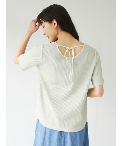 Green　Parks（グリーンパークス）の「パイピングリブ5分袖カットソー＊（Tシャツ/カットソー・レディース・オフホワイト/ミント/チャコールグレー・FREE）」の18枚目の写真