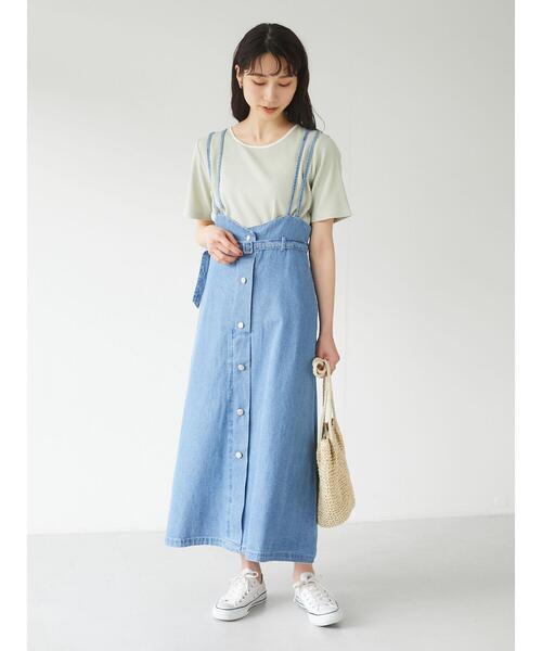 Green　Parks（グリーンパークス）の「パイピングリブ5分袖カットソー＊（Tシャツ/カットソー・レディース・オフホワイト/ミント/チャコールグレー・FREE）」の19枚目の写真