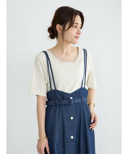 Green　Parks（グリーンパークス）の「パイピングリブ5分袖カットソー＊（Tシャツ/カットソー・レディース・オフホワイト/ミント/チャコールグレー・FREE）」の12枚目の写真