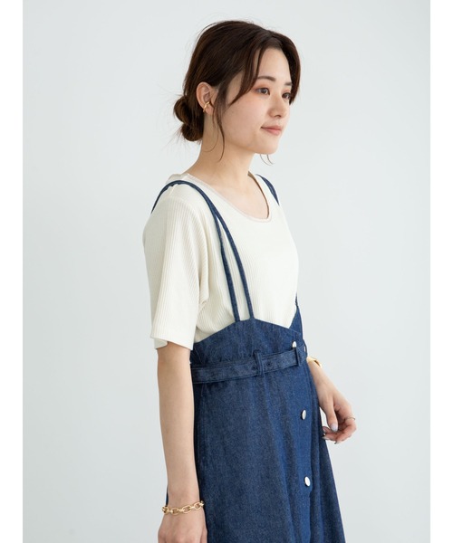 Green　Parks（グリーンパークス）の「パイピングリブ5分袖カットソー＊（Tシャツ/カットソー・レディース・オフホワイト/ミント/チャコールグレー・FREE）」の13枚目の写真