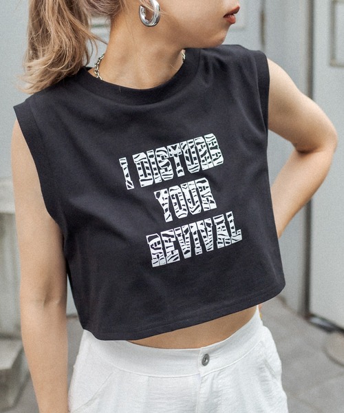 RASVOA(ラスボア)の「ゼブラロゴクロップドタンクトップ(タンクトップ・レディース・オフホワイト/ブラック・FREE)」の1枚目の写真