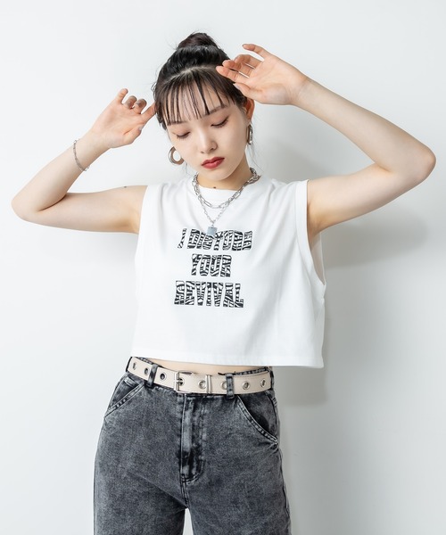 RASVOA(ラスボア)の「ゼブラロゴクロップドタンクトップ(タンクトップ・レディース・オフホワイト/ブラック・FREE)」の3枚目の写真