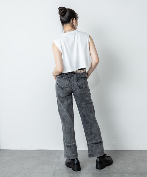 RASVOA(ラスボア)の「ゼブラロゴクロップドタンクトップ(タンクトップ・レディース・オフホワイト/ブラック・FREE)」の4枚目の写真