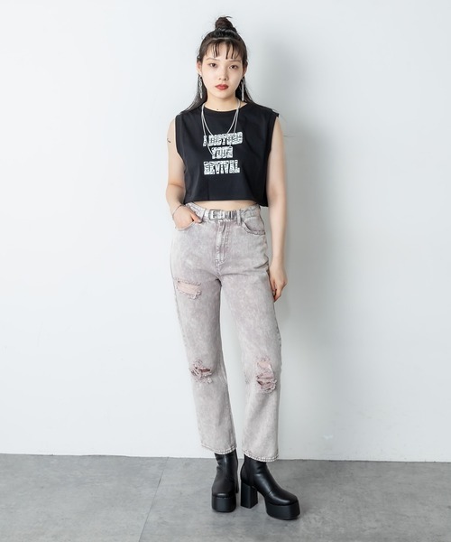 RASVOA(ラスボア)の「ゼブラロゴクロップドタンクトップ(タンクトップ・レディース・オフホワイト/ブラック・FREE)」の7枚目の写真