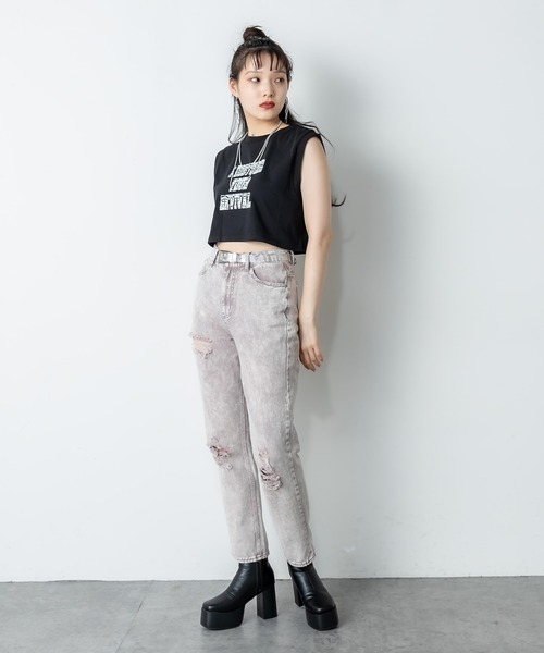 RASVOA(ラスボア)の「ゼブラロゴクロップドタンクトップ(タンクトップ・レディース・オフホワイト/ブラック・FREE)」の9枚目の写真