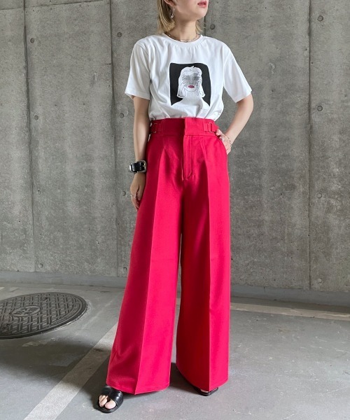 HARE（ハレ）の「カラーワイドスラックス(HARE)（スラックス・レディース・ホワイト/ブラック/レッド・S/M）」の7枚目の写真