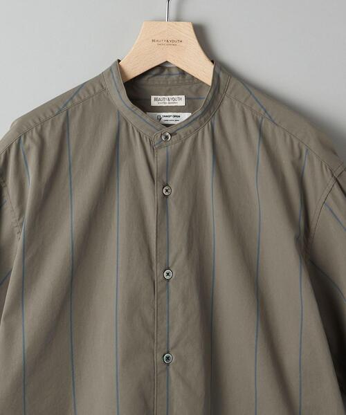 BEAUTY&YOUTH UNITED ARROWS（ビューティーアンドユースユナイテッドアローズ）の「BY TANGO ストライプ テーパード バンドカラーシャツ（シャツ/ブラウス・メンズ・ベージュ/オリーブ・S/M/L/XL）」の4枚目の写真