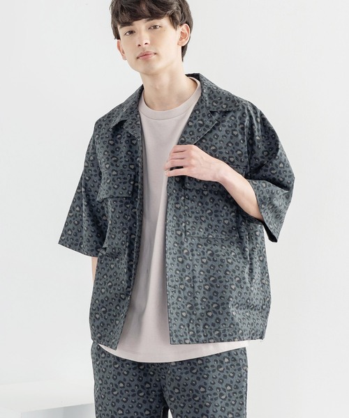 Rocky Monroe(ロッキーモンロー)の「オーバーサイズ ミリタリー ワーク 半袖CPOシャツ / シェフシャツ(シャツ/ブラウス・メンズ・ストライプ/インディゴブルー/ワンウォッシュ/ブラック系/ホワイト系/ブラック系1/グレー系/レオパード・M/L/XL)」の5枚目の写真