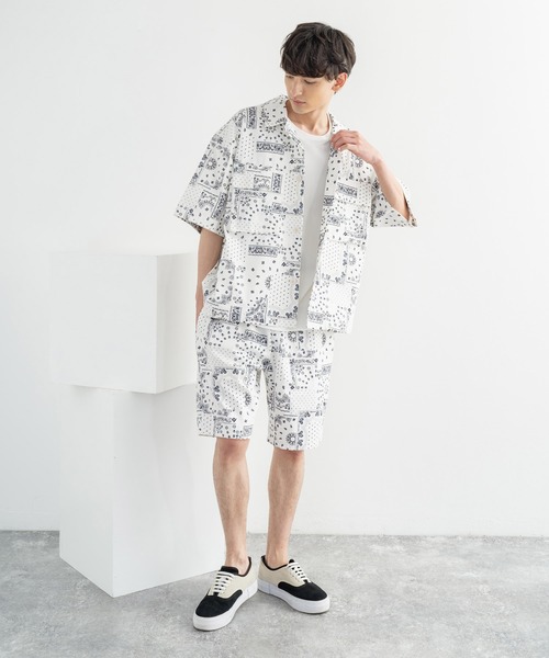 Rocky Monroe(ロッキーモンロー)の「オーバーサイズ ミリタリー ワーク 半袖CPOシャツ / シェフシャツ(シャツ/ブラウス・メンズ・ストライプ/インディゴブルー/ワンウォッシュ/ブラック系/ホワイト系/ブラック系1/グレー系/レオパード・M/L/XL)」の11枚目の写真
