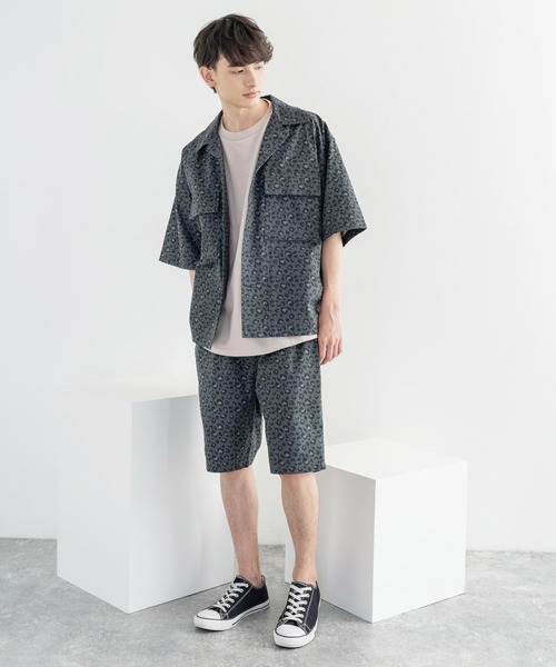 Rocky Monroe(ロッキーモンロー)の「オーバーサイズ ミリタリー ワーク 半袖CPOシャツ / シェフシャツ(シャツ/ブラウス・メンズ・ストライプ/インディゴブルー/ワンウォッシュ/ブラック系/ホワイト系/ブラック系1/グレー系/レオパード・M/L/XL)」の20枚目の写真
